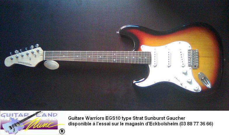 Guitare Warriors EGS10 type Strat Sunburst Gaucher